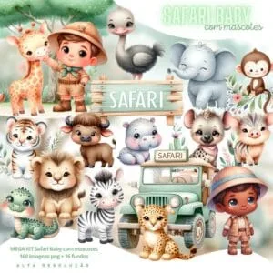 Cliparts Safari Baby Aquarela Png Imagens Animais Bebes 3d 5