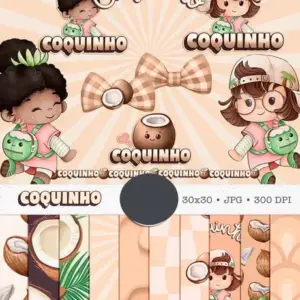 Coleção Boneca Cute e Frutinhas aquareladas para DIY