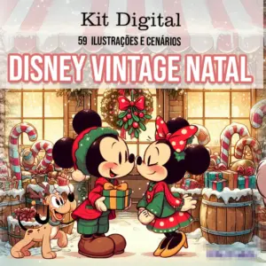 Colecao Disney Vintage de Natal PNG para Sublimacao e Scrapbooking