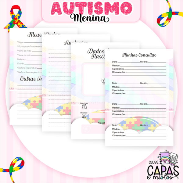 Coleção Encadernação Autismo Menina - Arquivo Digital