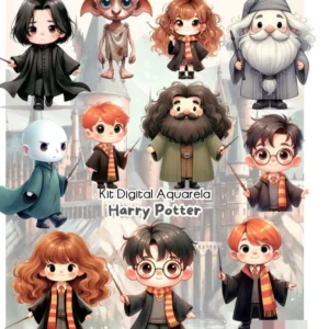 Coleção Mágica Harry Potter em Aquarela - PNG