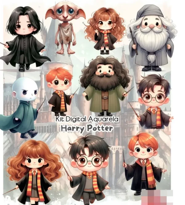 Coleção Mágica Harry Potter em Aquarela - PNG