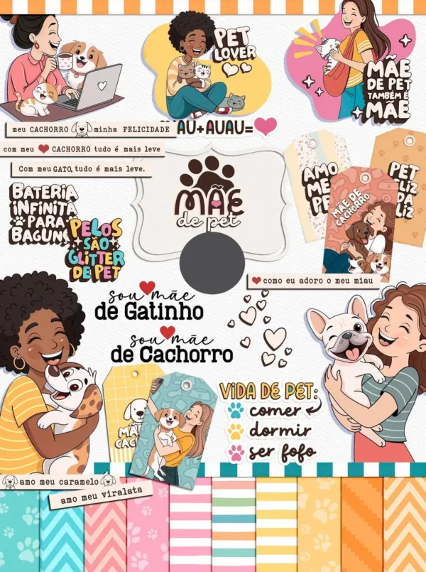 Coleção PNG Dia das Mães Pet Lovers - Baixe Já