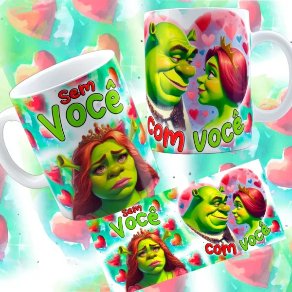 Coleção Romântica Shuerk e Fiona para Sublimação em Canecas
