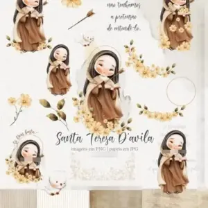 Coleção Santa Teresa: Arte Digital em Aquarela PNG