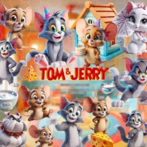 Coleção Tom e Jerry em PNG para Personalizados de Festa