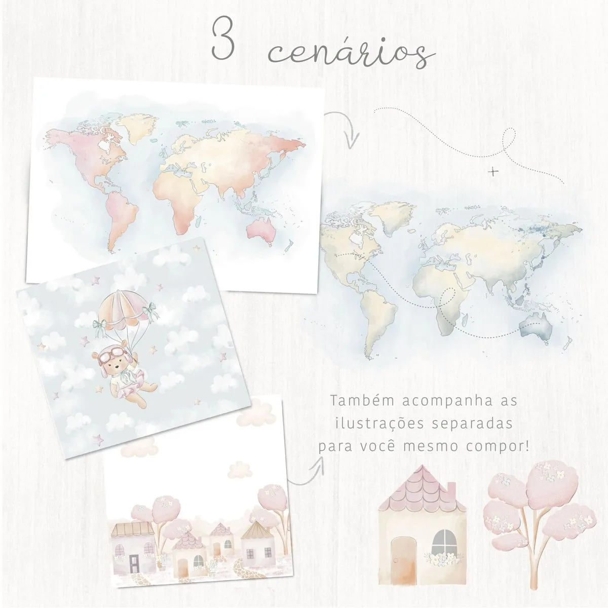 Coleção Ursinha Aviadora Aquarelada Arquivos Png Tansparente 4 Coleção Ursinha Aviadora Aquarelada Arquivos Png Tansparente