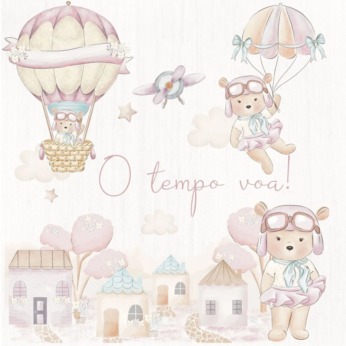 Coleção Ursinha Aviadora Aquarelada Arquivos Png Tansparente 1 Coleção Ursinha Aviadora Aquarelada Arquivos Png Tansparente