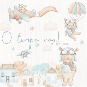 Coleção Ursinho Aviador Aquarelado Arquivos Png Tansparente