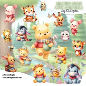 Coleção Ursinho Pooh Cute - Kit Completo em PNG