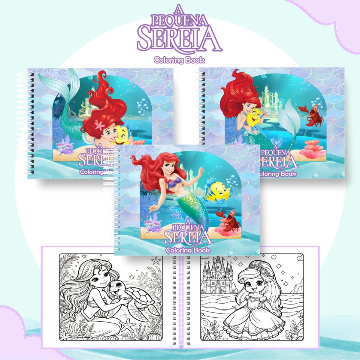 Colorindo Book Ariel Kit Digital com 51 Paginas para Colorir 1 Colorindo Book Ariel Kit Digital com 51 Paginas para Colorir