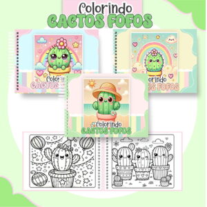colorindo book cactos fofos para imprimir e colorir