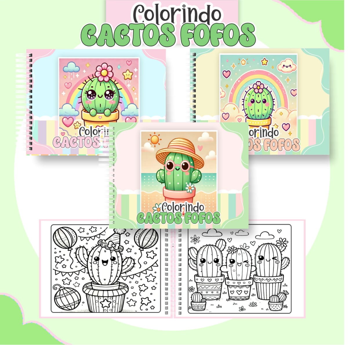 Colorindo Book Cactos Fofos para Imprimir e Colorir 1 Colorindo Book Cactos Fofos para Imprimir e Colorir