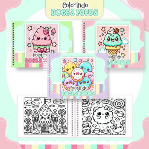 colorindo book doces fofos em pdf para imprimir e colorir