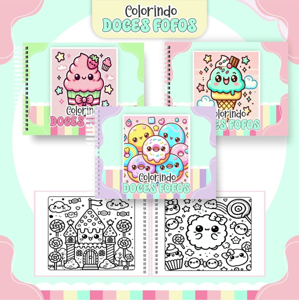 Colorindo Book Doces Fofos em PDF para Imprimir e Colorir 1 Colorindo Book Doces Fofos em PDF para Imprimir e Colorir