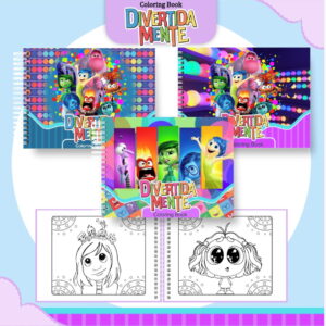Livro de colorir digital com capas e páginas de desenhos para colorir.