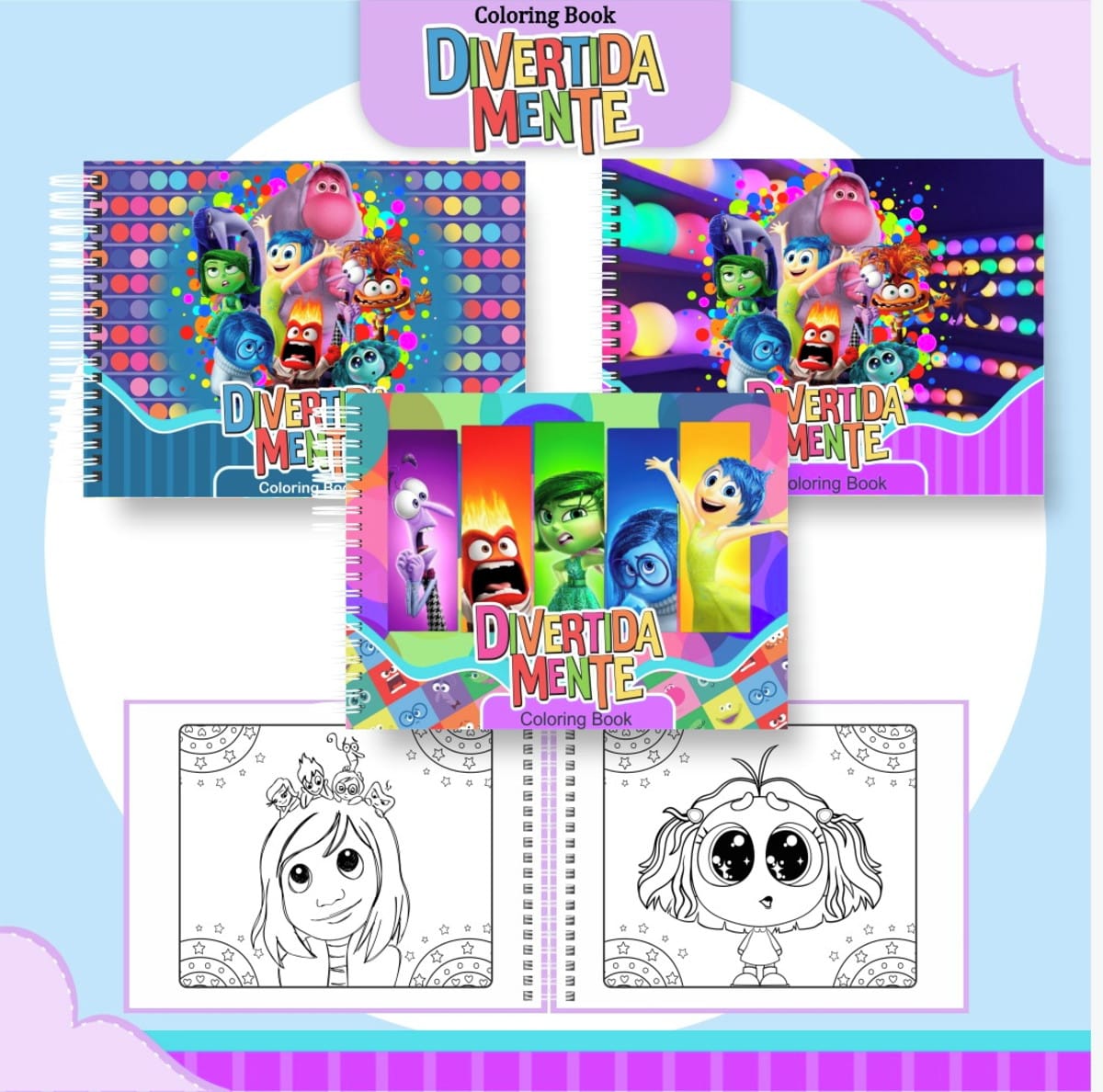 Coloring Book Divertidamente Kit Digital com 51 Páginas 1 Livro de colorir digital com capas e páginas de desenhos para colorir.