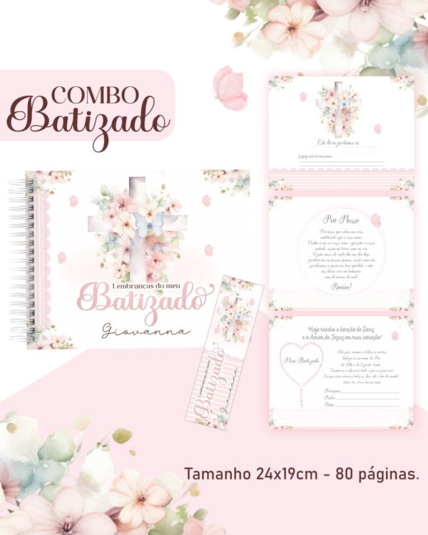 Combo Batizado Rosa - Encadernação