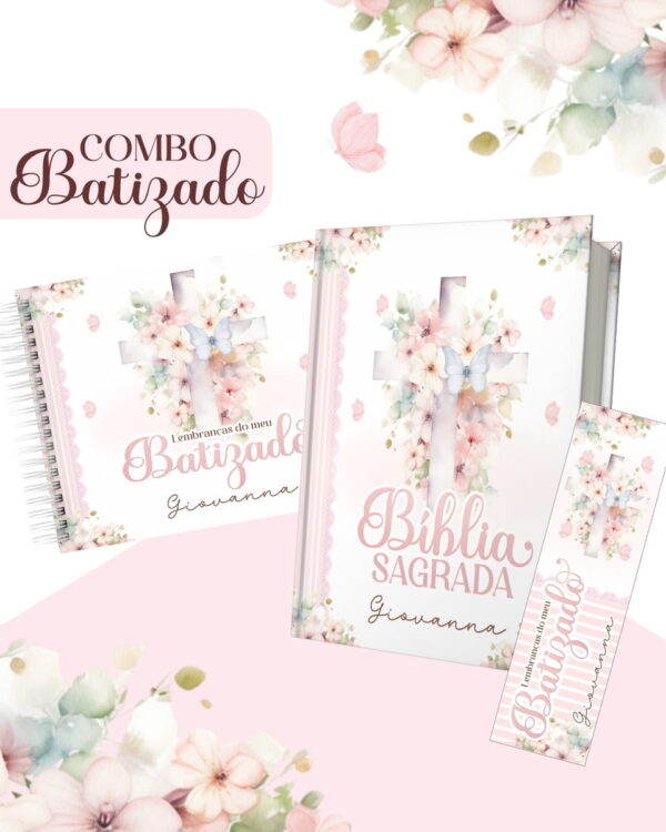 Combo Batizado Rosa - Encadernação