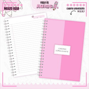 combo digital de papelaria escolar rosa para encadernacao