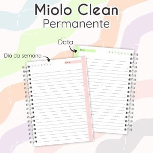 Combo Encadernação Miolo Clean Planner Permanente 6 Cores