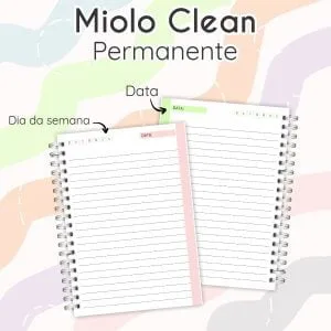 Combo Encadernação Miolo Clean Planner Permanente 6 Cores