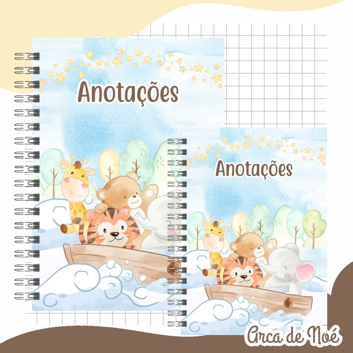 Combo Escolar Arca de Noé para Cadernos e Papelaria 1 Combo Escolar Arca de Noé para Cadernos e Papelaria