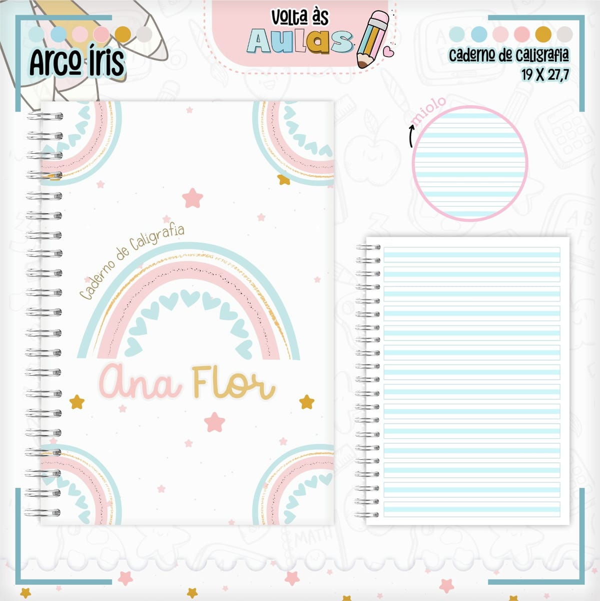 Combo Escolar Arco Íris Kit Digital para Encadernação 2 Combo Escolar Arco Íris Kit Digital para Encadernação - Imagem 2