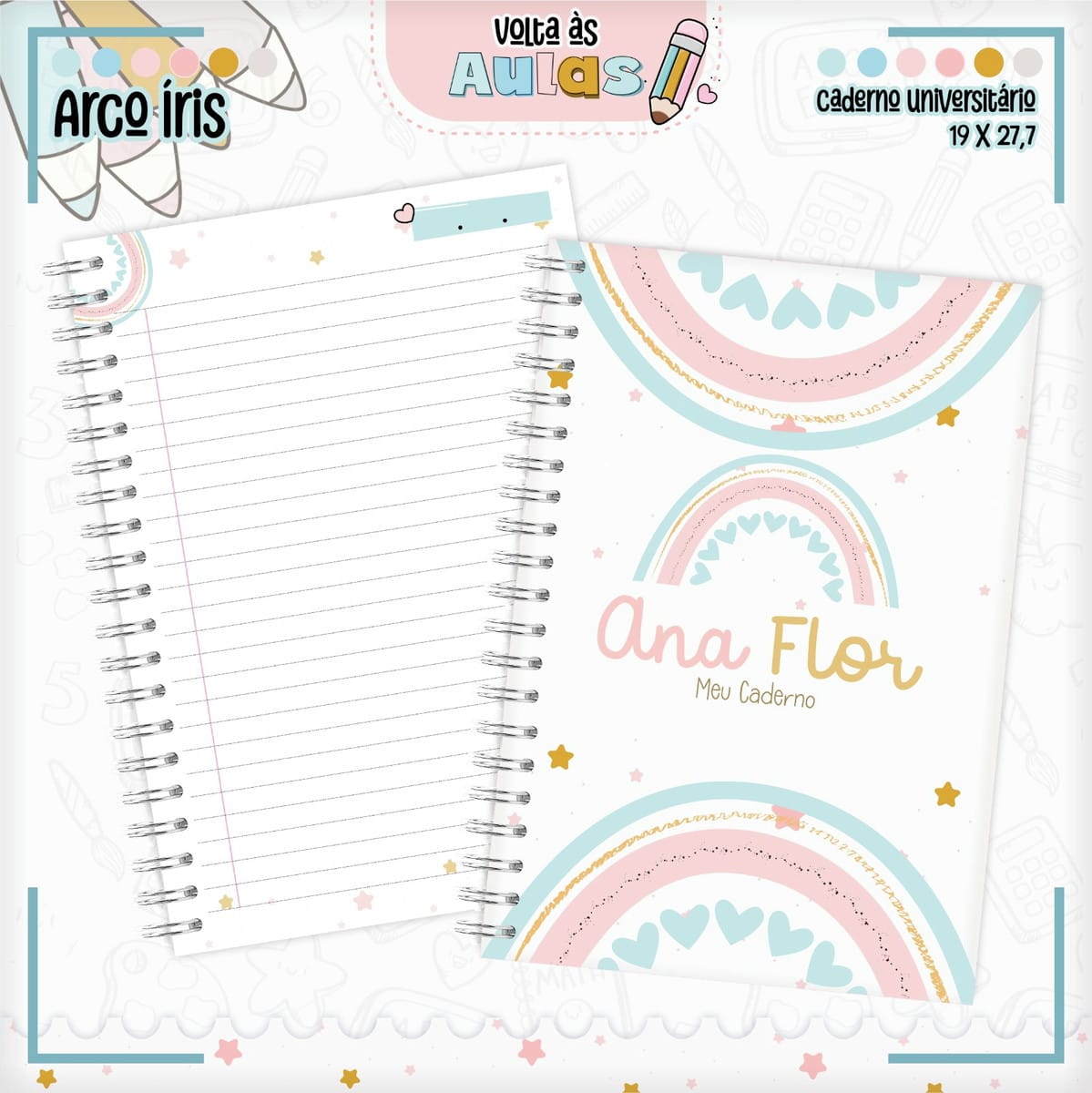 Combo Escolar Arco Íris Kit Digital para Encadernação 1 Combo Escolar Arco Íris Kit Digital para Encadernação