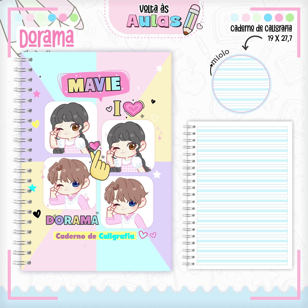 Combo Escolar Doramas Papelaria Kpop para Encadernar 2 Combo Escolar Doramas Papelaria Kpop para Encadernar - Imagem 2