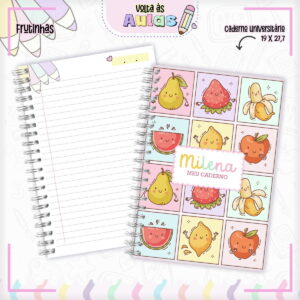 combo escolar frutinhas para encadernacao e scrap