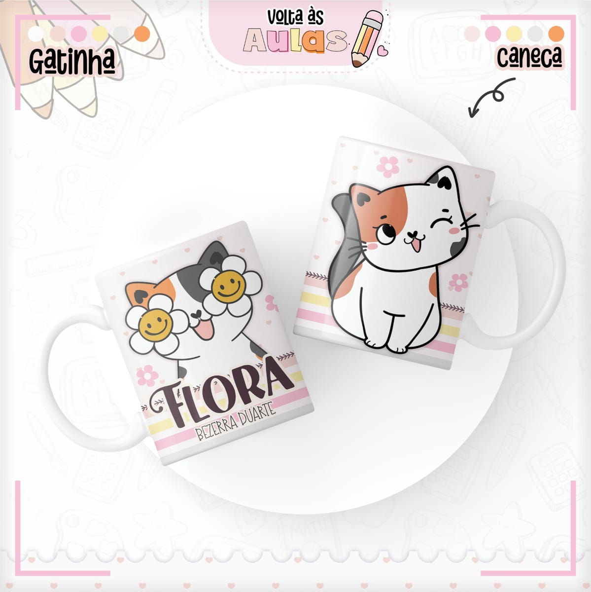 Combo Escolar Gatinha para encadernação e sublimação 4 Combo Escolar Gatinha para encadernação e sublimação - Imagem 4