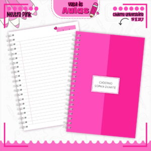 combo escolar pink para encadernacao com 16 arquivos