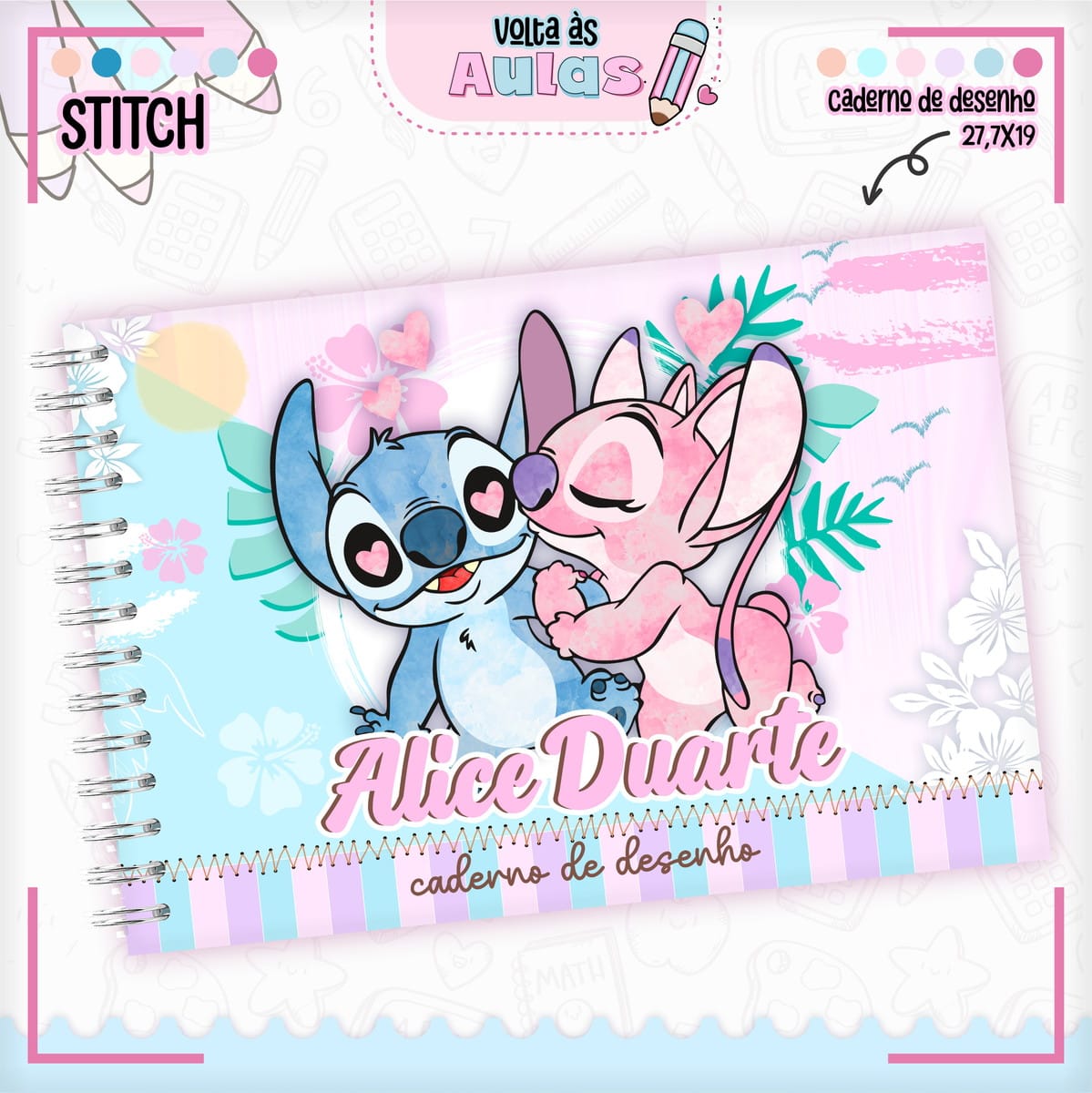 Combo Escolar Stitch Menina Arquivo de Encadernação 2 Combo Escolar Stitch Menina Arquivo de Encadernação - Imagem 2