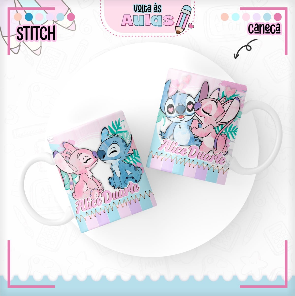Combo Escolar Stitch Menina Arquivo de Encadernação 4 Combo Escolar Stitch Menina Arquivo de Encadernação - Imagem 4