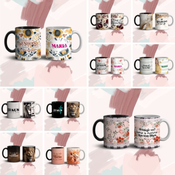 Combo Estampas Canecas Cristã - Arquivo Digital
