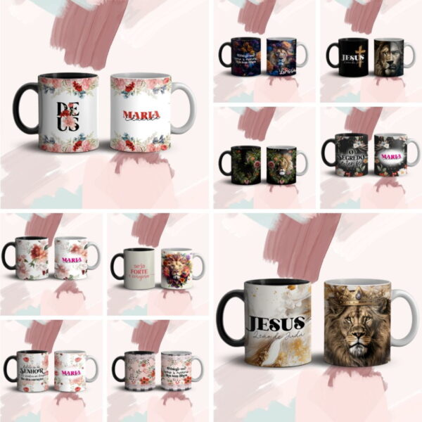 Combo Estampas Canecas Cristã - Arquivo Digital