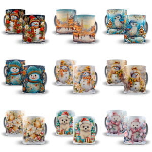 Combo Natal 3D +130 Estampas Caneca Sublimação Png