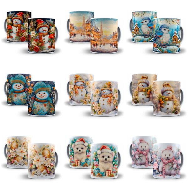 Combo Natal 3D +130 Estampas Caneca Sublimação Png