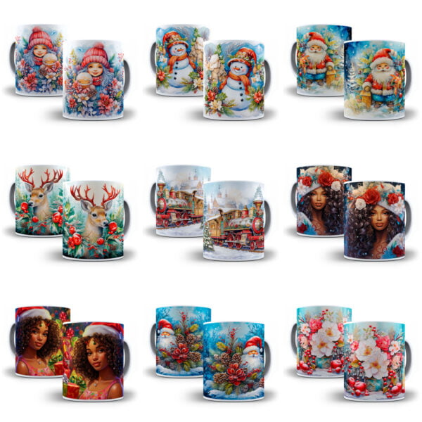 Combo Natal 3D +130 Estampas Caneca Sublimação Png