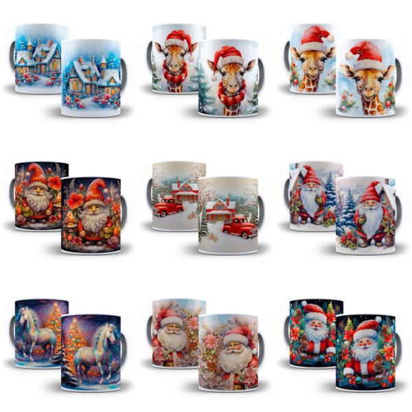 Combo Natal 3D +130 Estampas Caneca Sublimação Png