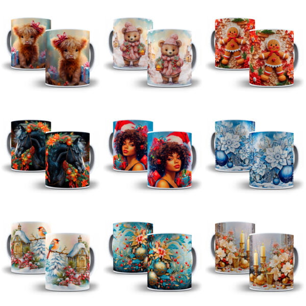 Combo Natal 3D +130 Estampas Caneca Sublimação Png
