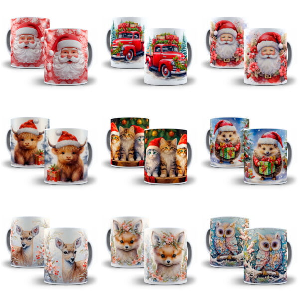Combo Natal 3D +130 Estampas Caneca Sublimação Png