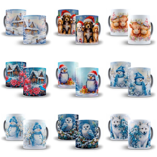Combo Natal 3D +130 Estampas Caneca Sublimação Png