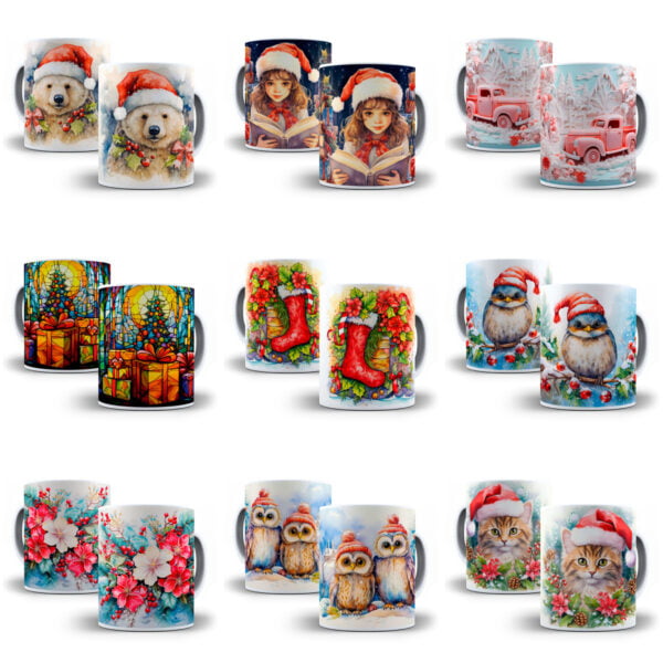 Combo Natal 3D +130 Estampas Caneca Sublimação Png