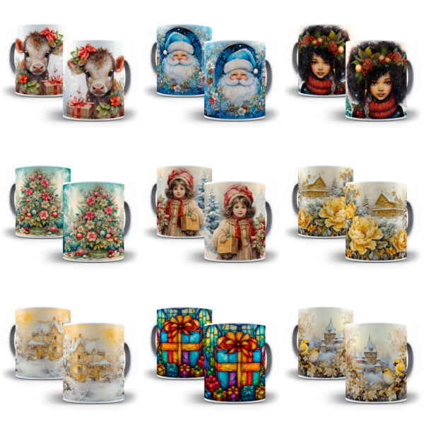 Combo Natal 3D +130 Estampas Caneca Sublimação Png