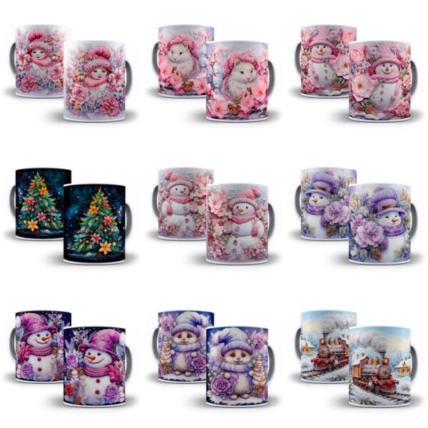 Combo Natal 3D +130 Estampas Caneca Sublimação Png