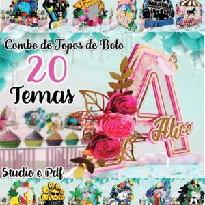 Combo Topos de Bolos Especiais - Arquivo Digital 3 Combo Topos de Bolos Especiais - Arquivo Digital