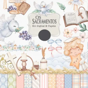 Conjunto Sacramentos Religiosos em PNG Batismo e Eucaristia
