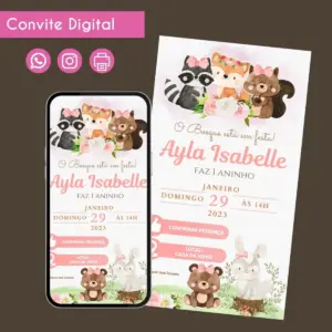 Convite Digital do Bosque Encantado para Menina no WhatsApp 10 convite digital do bosque encantado para menina no whatsapp